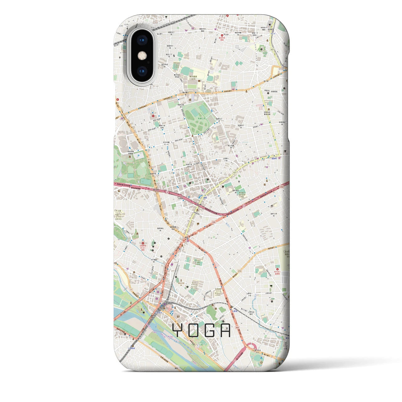 【用賀】地図柄iPhoneケース（バックカバータイプ・ナチュラル）iPhone XS Max 用