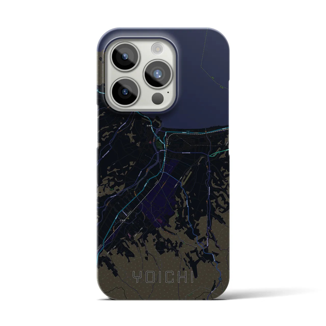 【余市】地図柄iPhoneケース（バックカバータイプ・ブラック）iPhone 15 Pro 用