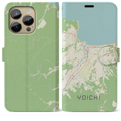 【余市（北海道）】地図柄iPhoneケース（手帳タイプ）ナチュラル・iPhone 14 Pro Max 用