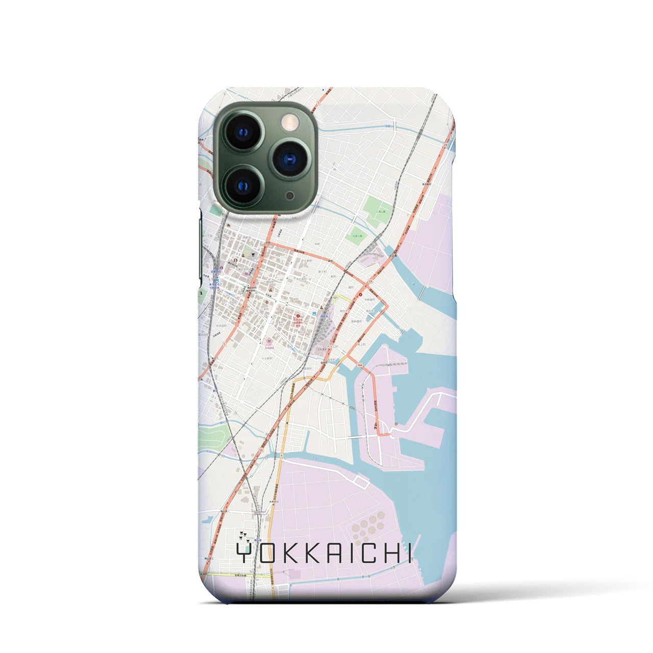 【四日市】地図柄iPhoneケース（バックカバータイプ・ナチュラル）iPhone 11 Pro 用