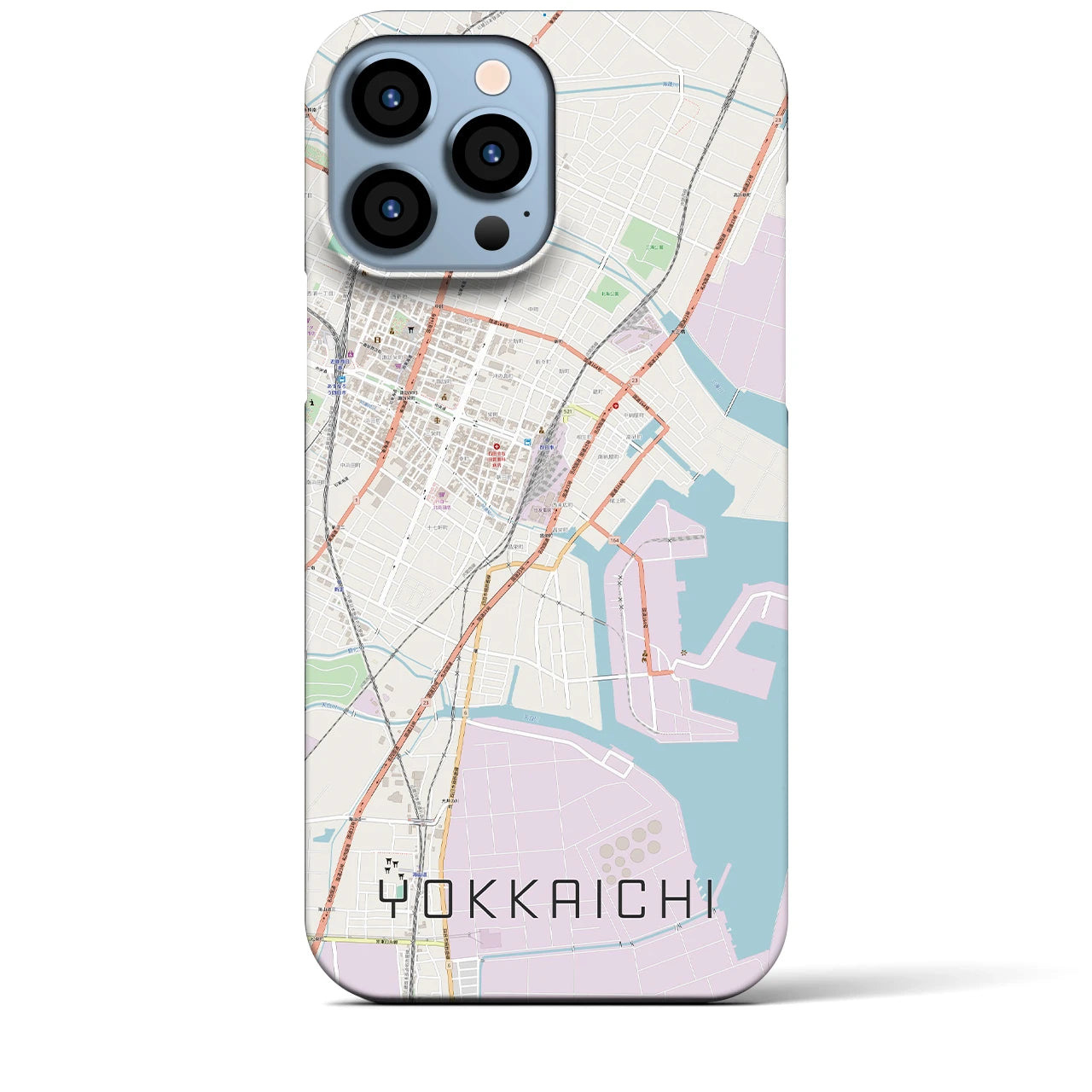 【四日市】地図柄iPhoneケース（バックカバータイプ・ナチュラル）iPhone 13 Pro Max 用