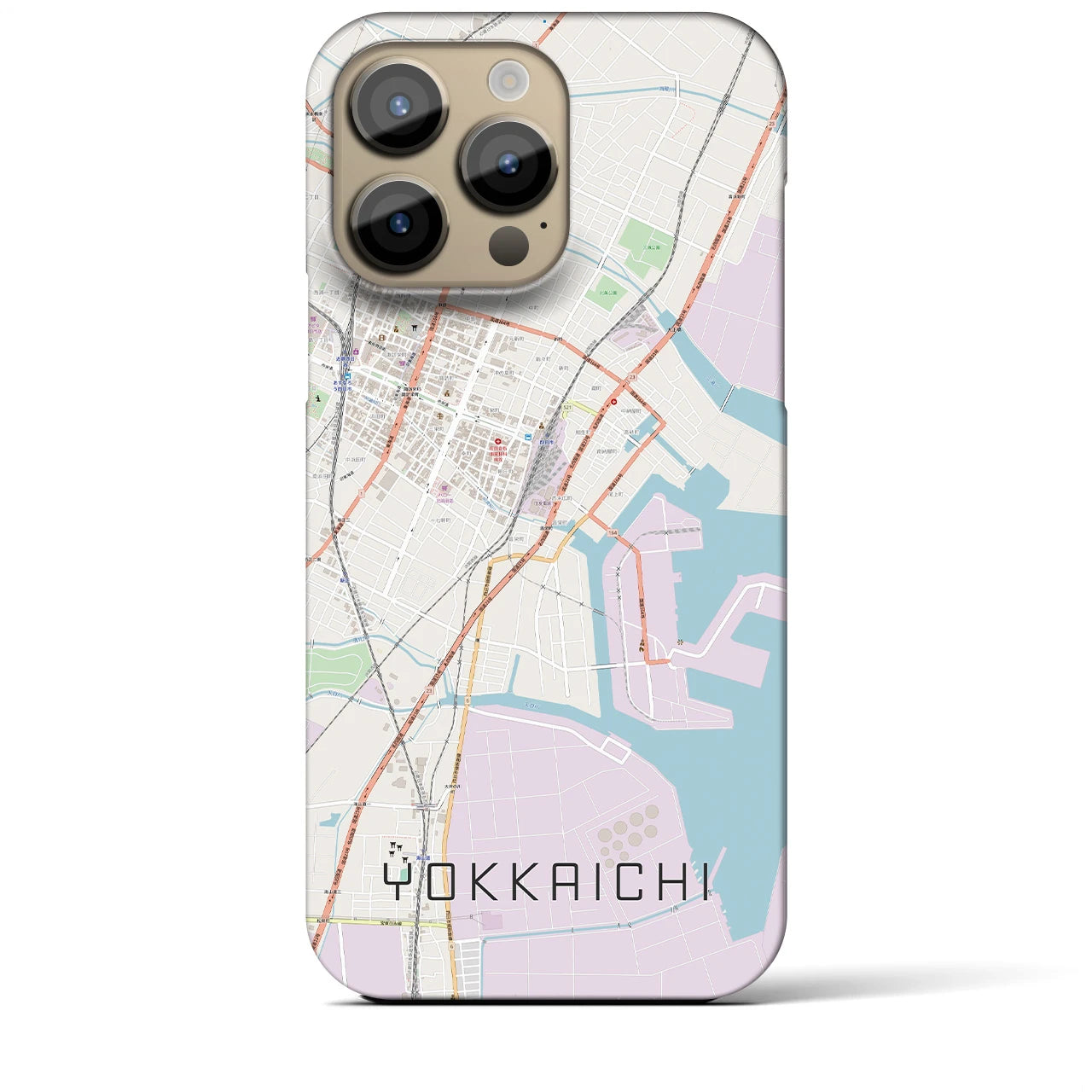 【四日市】地図柄iPhoneケース（バックカバータイプ・ナチュラル）iPhone 14 Pro Max 用
