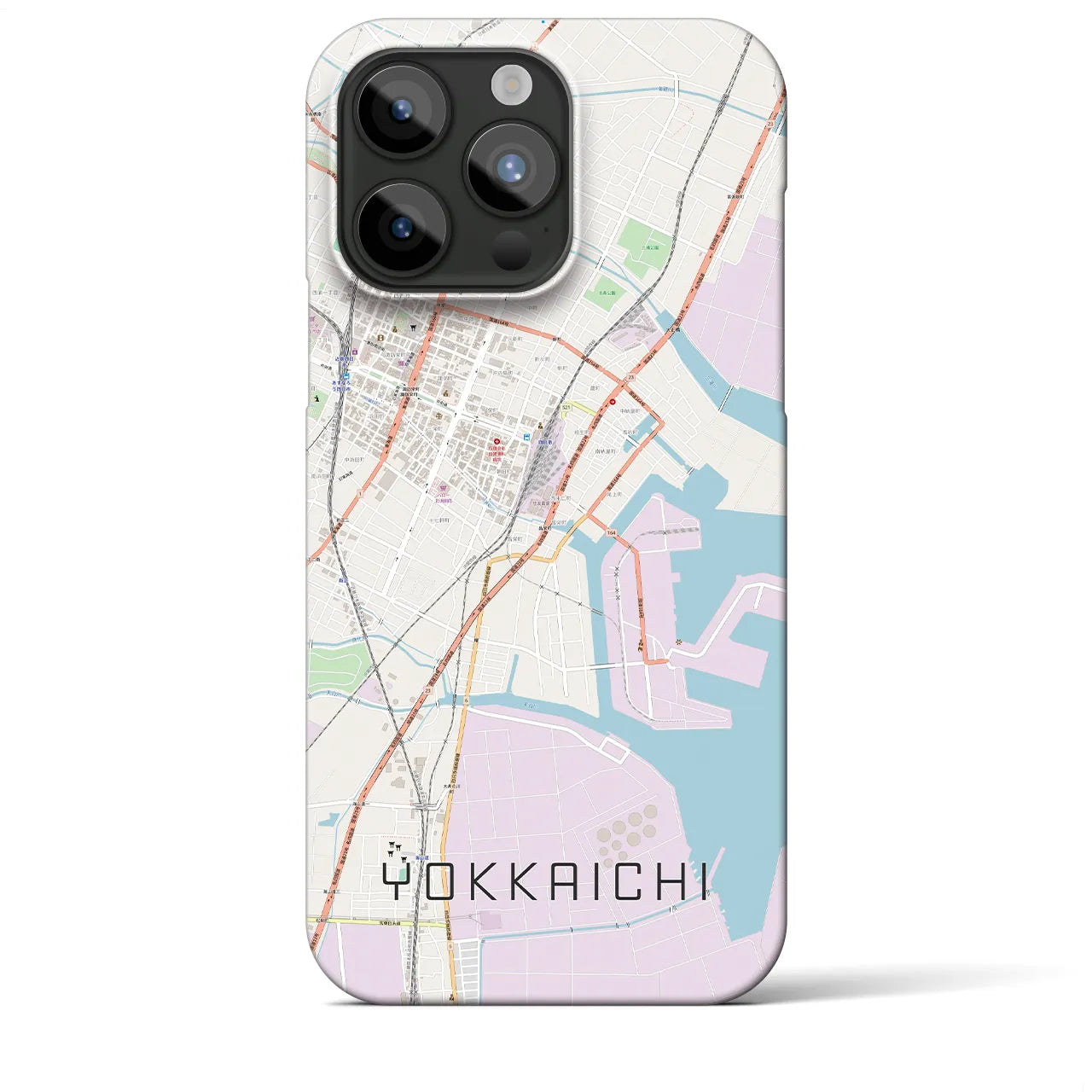 【四日市】地図柄iPhoneケース（バックカバータイプ・ナチュラル）iPhone 15 Pro Max 用