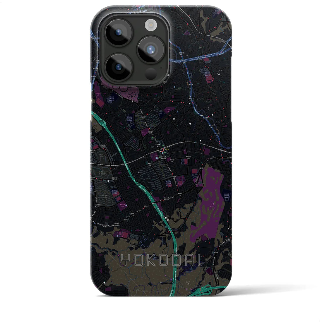 【洋光台】地図柄iPhoneケース（バックカバータイプ・ブラック）iPhone 15 Pro Max 用