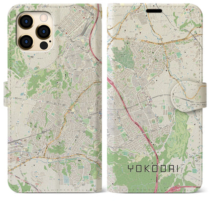 【洋光台（神奈川県）】地図柄iPhoneケース（手帳タイプ）ナチュラル・iPhone 12 Pro Max 用