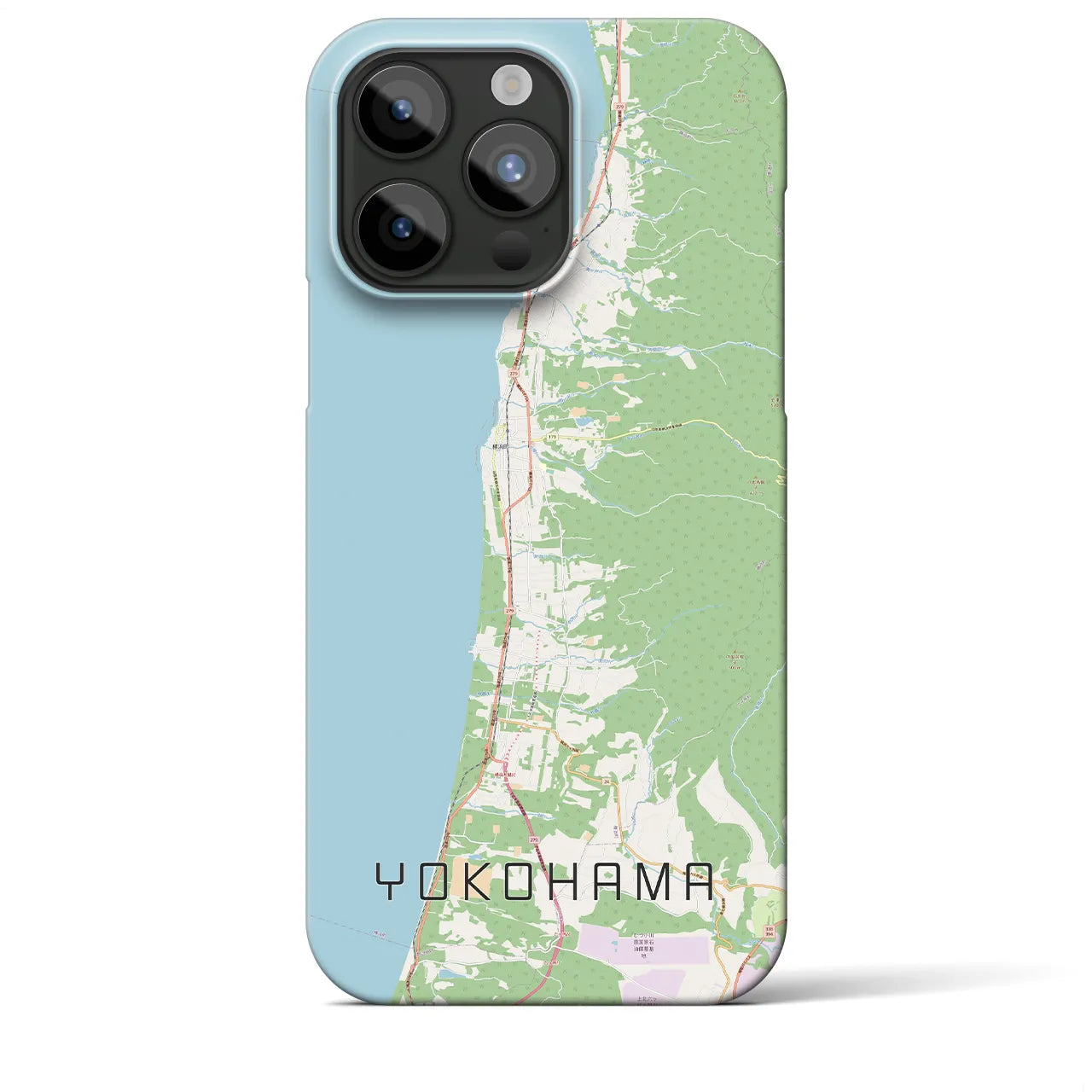 【横浜（青森県）】地図柄iPhoneケース（バックカバータイプ・ナチュラル）iPhone 15 Pro Max 用