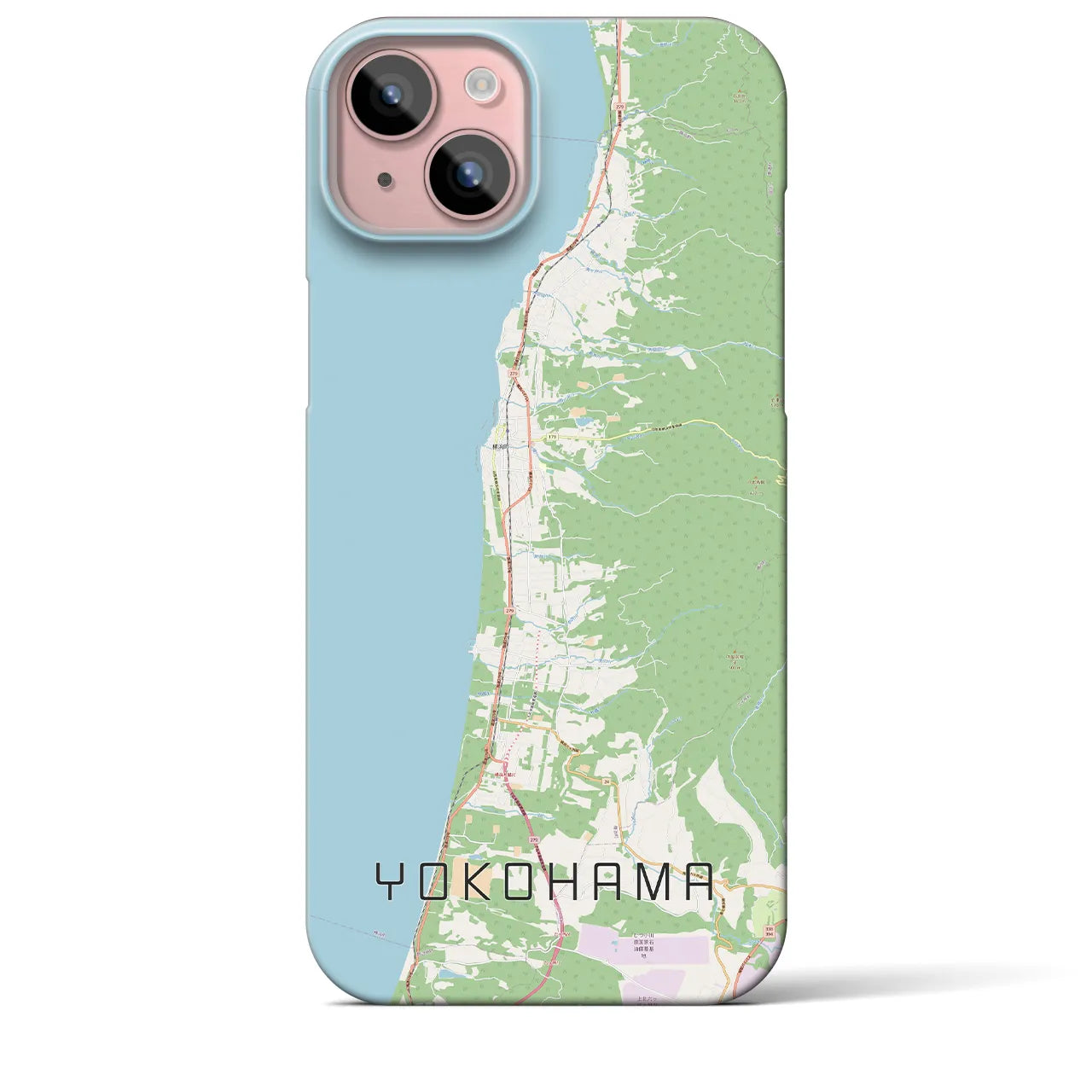 【横浜（青森県）】地図柄iPhoneケース（バックカバータイプ・ナチュラル）iPhone 15 Plus 用