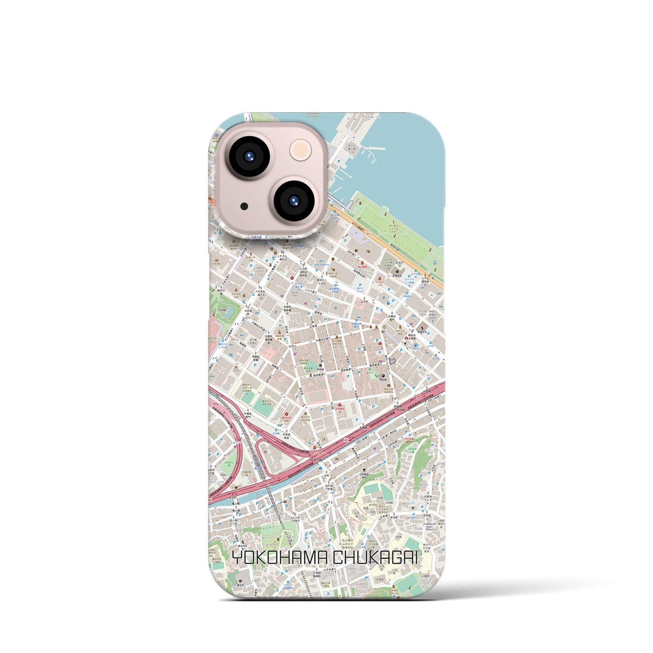 【横浜中華街】地図柄iPhoneケース（バックカバータイプ・ナチュラル）iPhone 13 mini 用