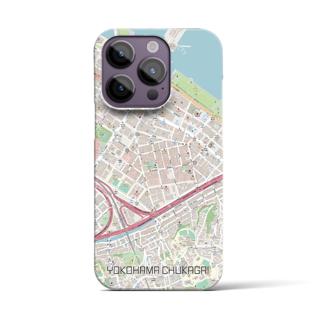 【横浜中華街】地図柄iPhoneケース（バックカバータイプ・ナチュラル）iPhone 14 Pro 用