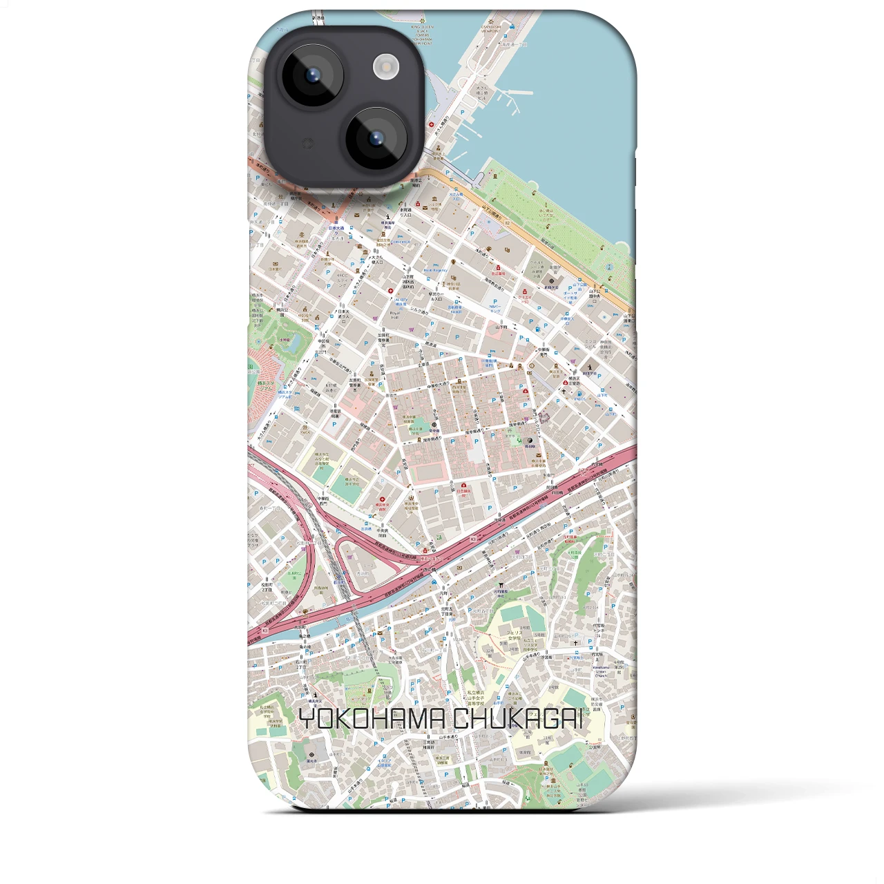 【横浜中華街】地図柄iPhoneケース（バックカバータイプ・ナチュラル）iPhone 14 Plus 用