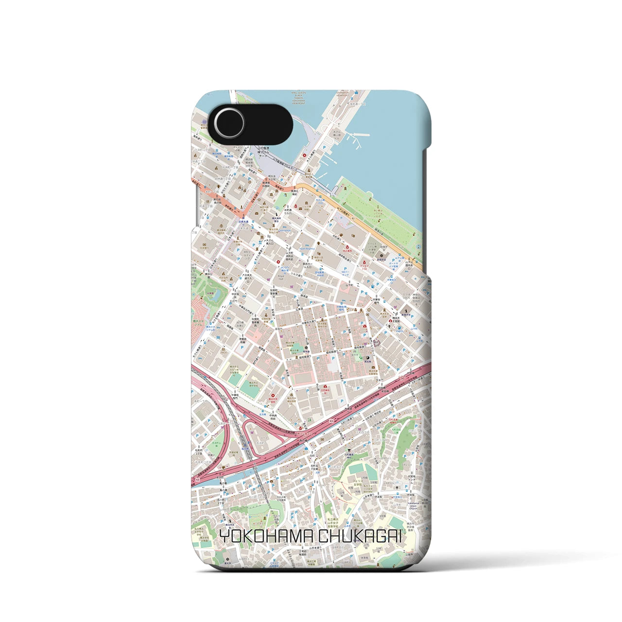 【横浜中華街】地図柄iPhoneケース（バックカバータイプ・ナチュラル）iPhone SE（第3 / 第2世代） / 8 / 7 / 6s / 6 用