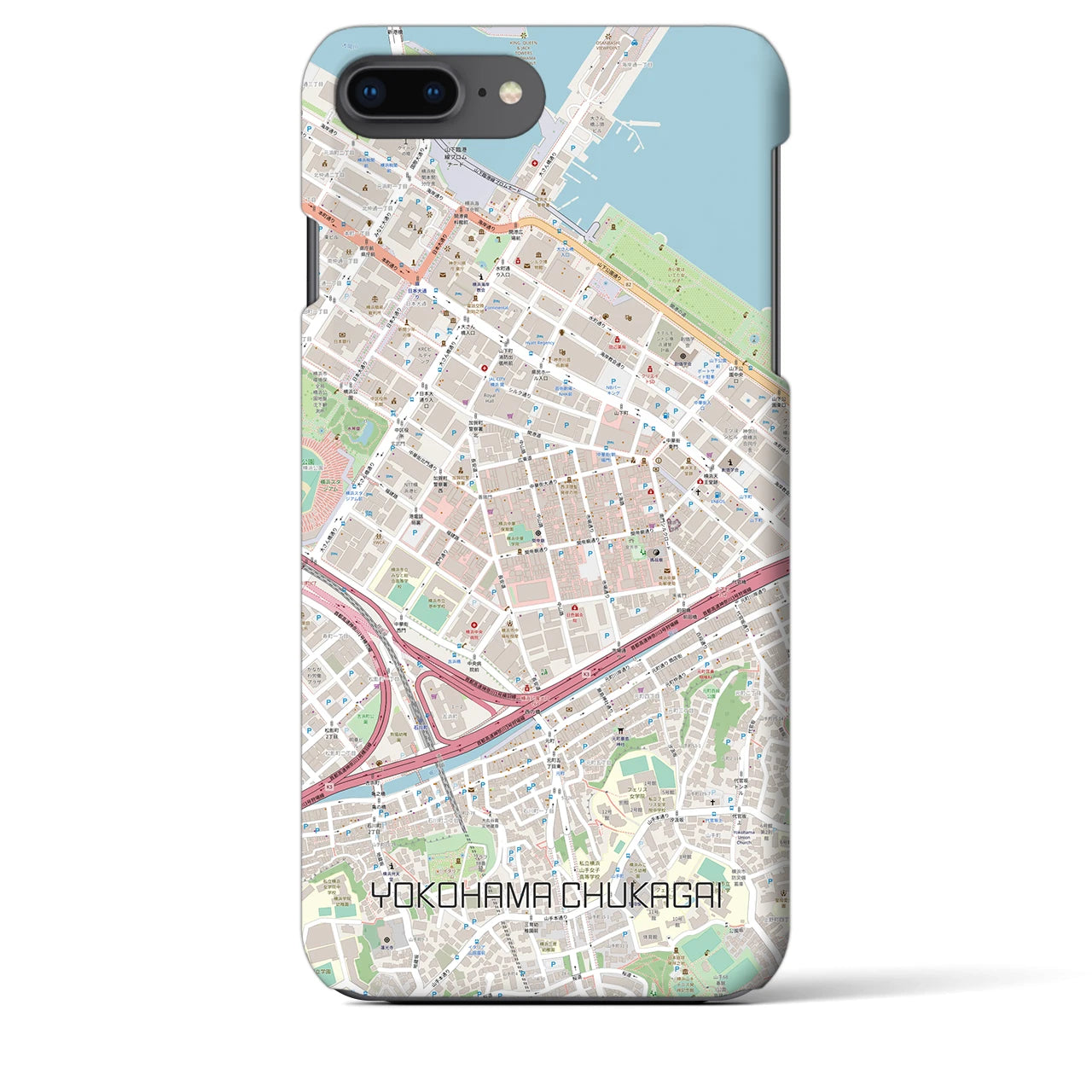【横浜中華街】地図柄iPhoneケース（バックカバータイプ・ナチュラル）iPhone 8Plus /7Plus / 6sPlus / 6Plus 用