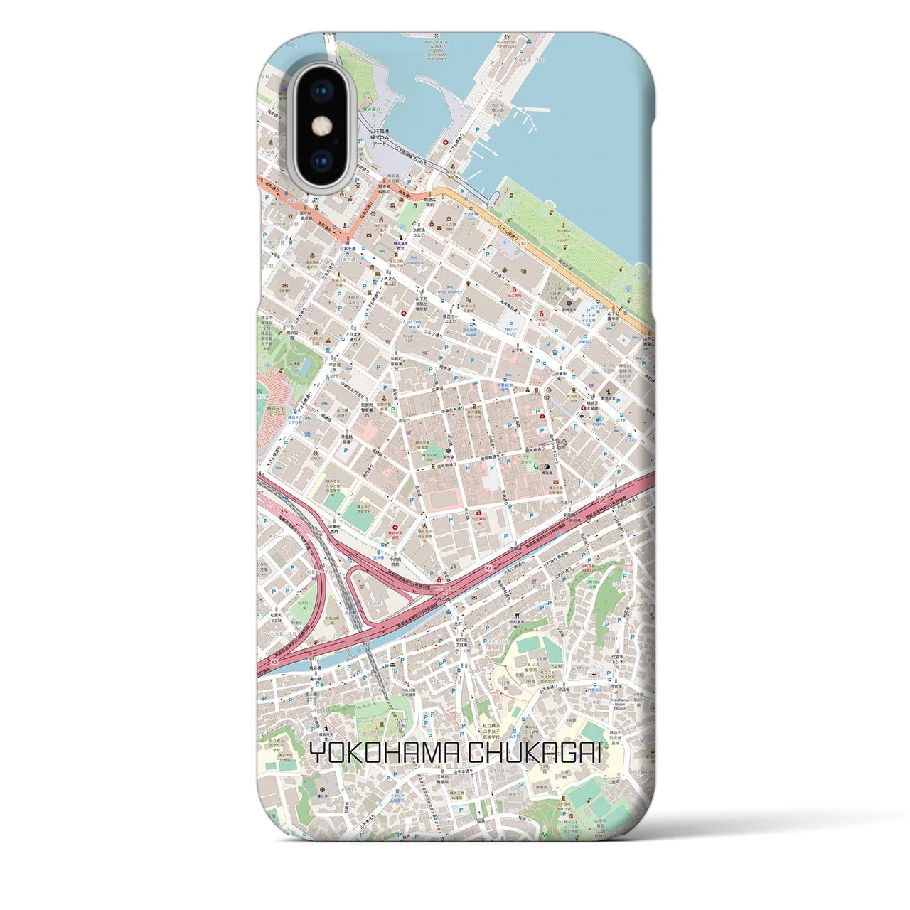 【横浜中華街】地図柄iPhoneケース（バックカバータイプ・ナチュラル）iPhone XS Max 用