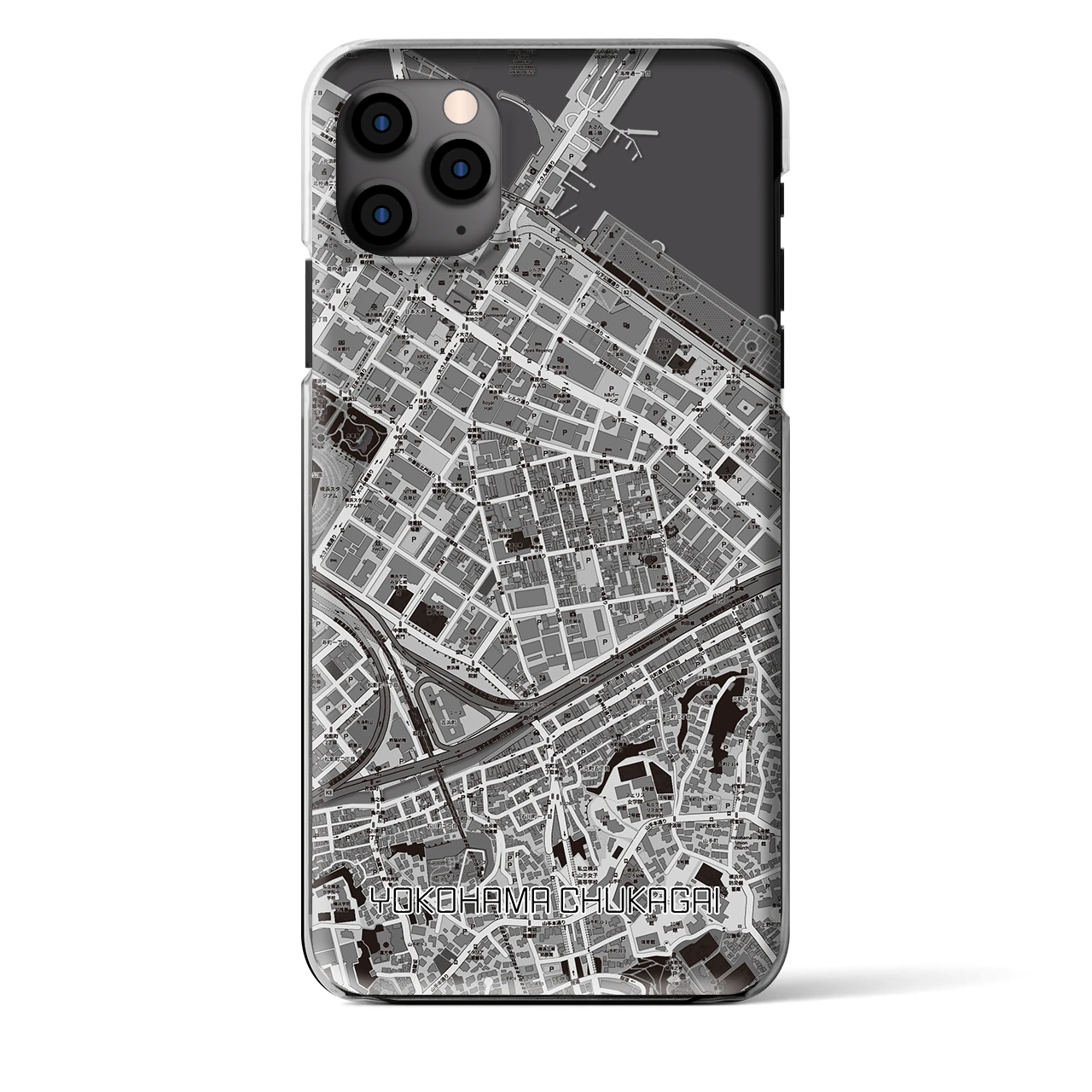 【横浜中華街】地図柄iPhoneケース（クリアタイプ・モノトーン）iPhone 11 Pro Max 用