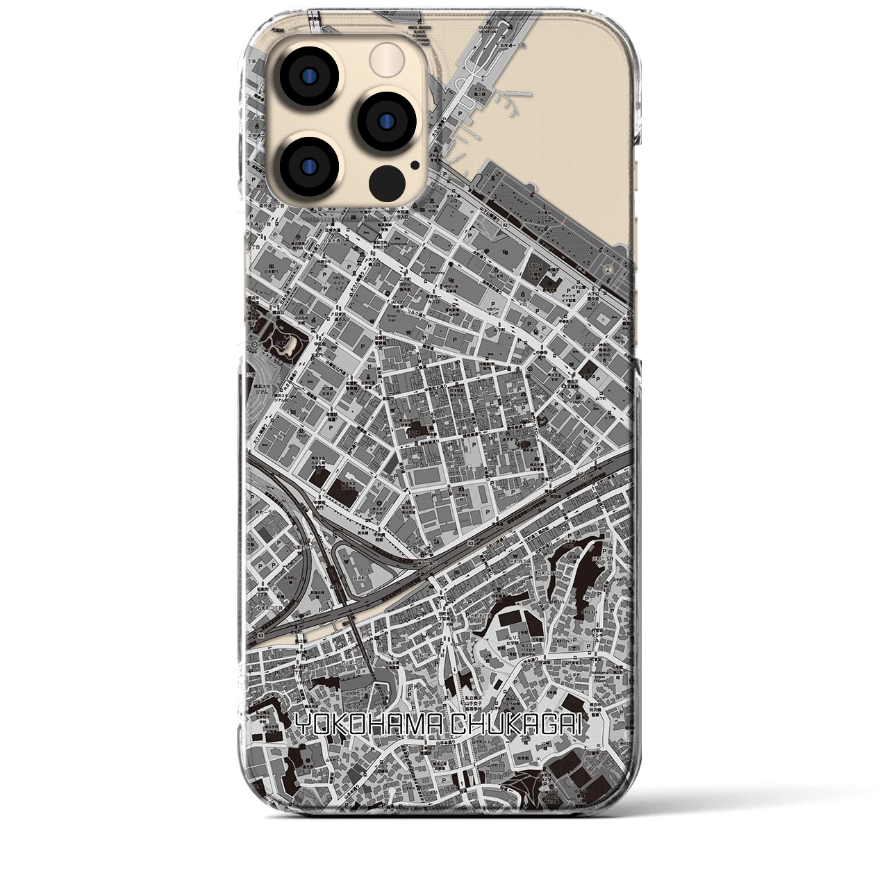 【横浜中華街】地図柄iPhoneケース（クリアタイプ・モノトーン）iPhone 12 Pro Max 用