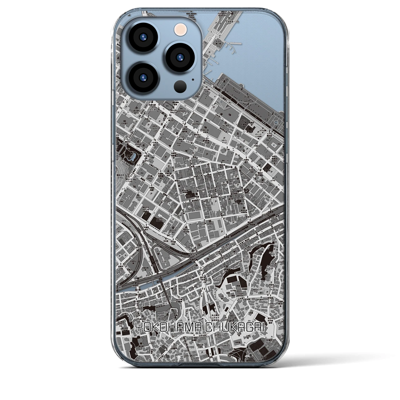 【横浜中華街】地図柄iPhoneケース（クリアタイプ・モノトーン）iPhone 13 Pro Max 用