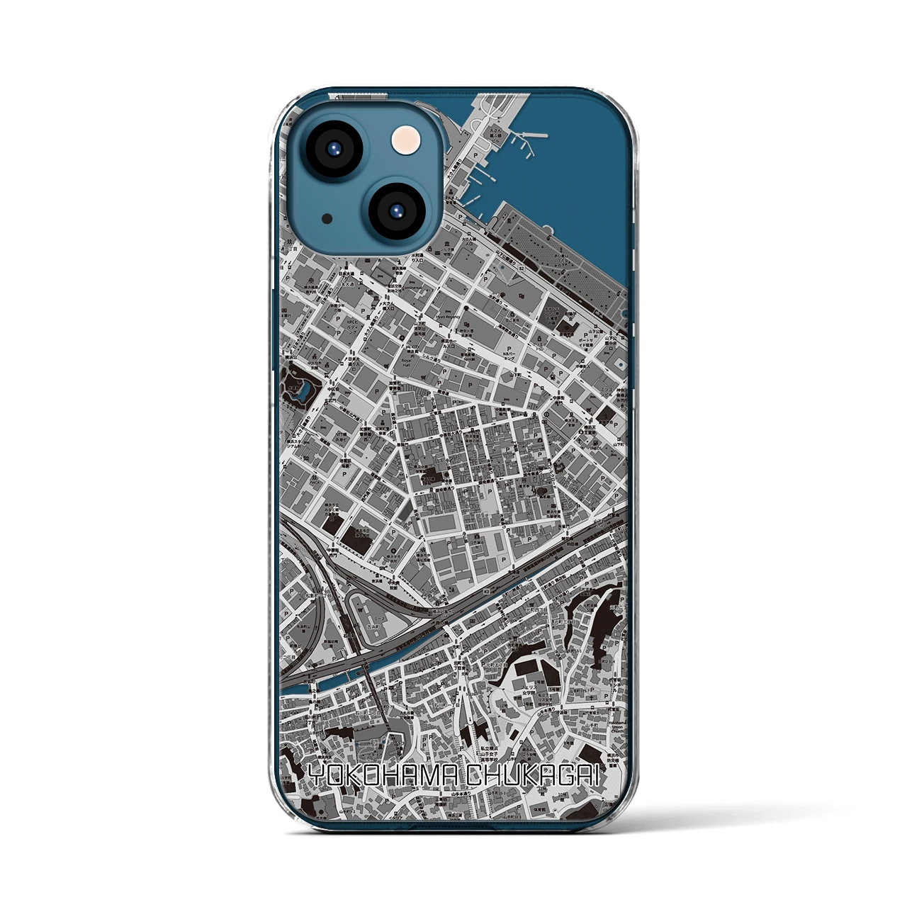 【横浜中華街】地図柄iPhoneケース（クリアタイプ・モノトーン）iPhone 13 用
