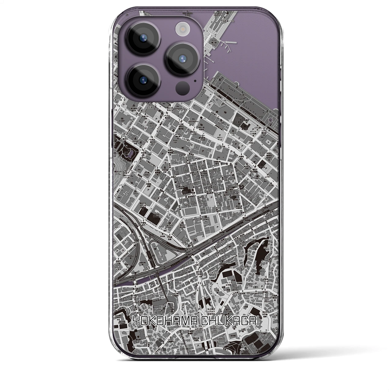 【横浜中華街】地図柄iPhoneケース（クリアタイプ・モノトーン）iPhone 14 Pro Max 用