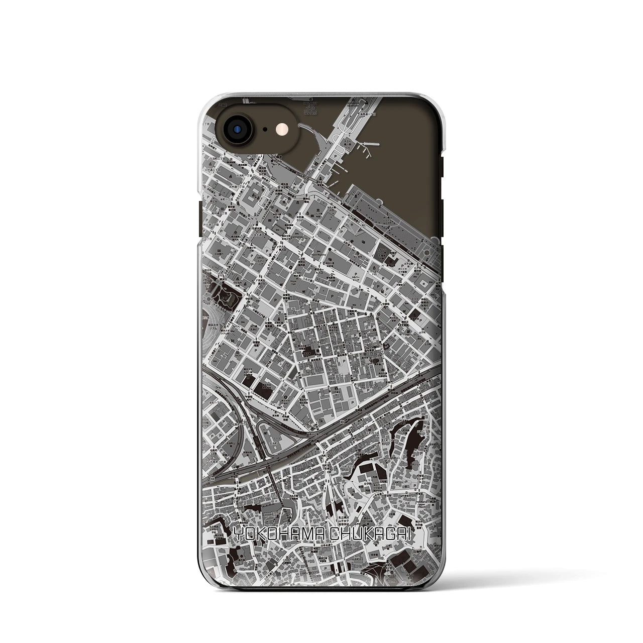 【横浜中華街】地図柄iPhoneケース（クリアタイプ・モノトーン）iPhone SE（第3 / 第2世代） / 8 / 7 / 6s / 6 用