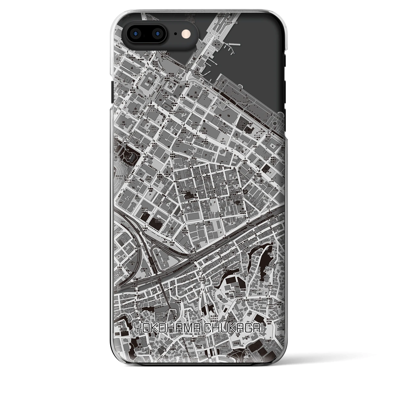 【横浜中華街】地図柄iPhoneケース（クリアタイプ・モノトーン）iPhone 8Plus /7Plus / 6sPlus / 6Plus 用