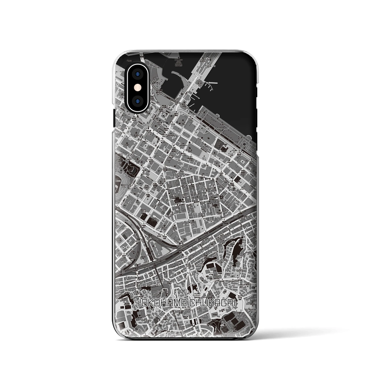 【横浜中華街】地図柄iPhoneケース（クリアタイプ・モノトーン）iPhone XS / X 用