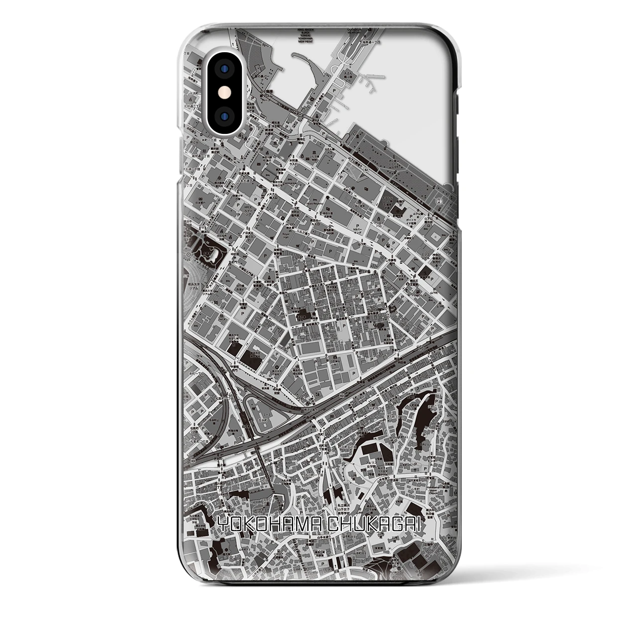 【横浜中華街】地図柄iPhoneケース（クリアタイプ・モノトーン）iPhone XS Max 用