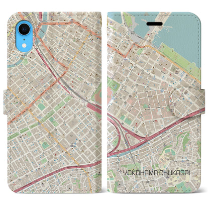 【横浜中華街（神奈川県）】地図柄iPhoneケース（手帳タイプ）ナチュラル・iPhone XR 用