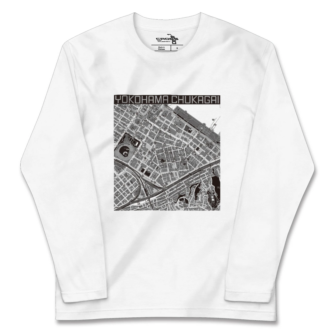 【横浜中華街(神奈川県)】地図柄ロングスリーブTシャツ