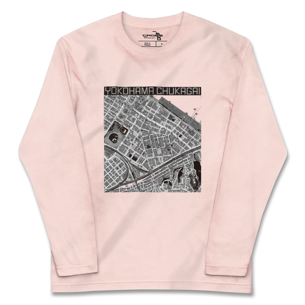 【横浜中華街（神奈川県）】地図柄ロングスリーブTシャツ