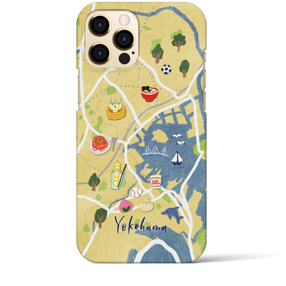 【横浜（イラスト）】地図柄iPhoneケース（バックカバータイプ・ライトイエロー）iPhone 12 Pro Max 用