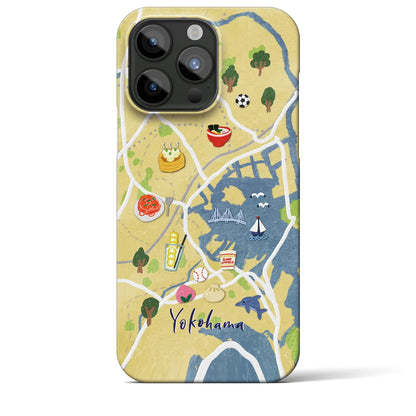 【横浜（イラスト）】地図柄iPhoneケース（バックカバータイプ・ライトイエロー）iPhone 15 Pro Max 用