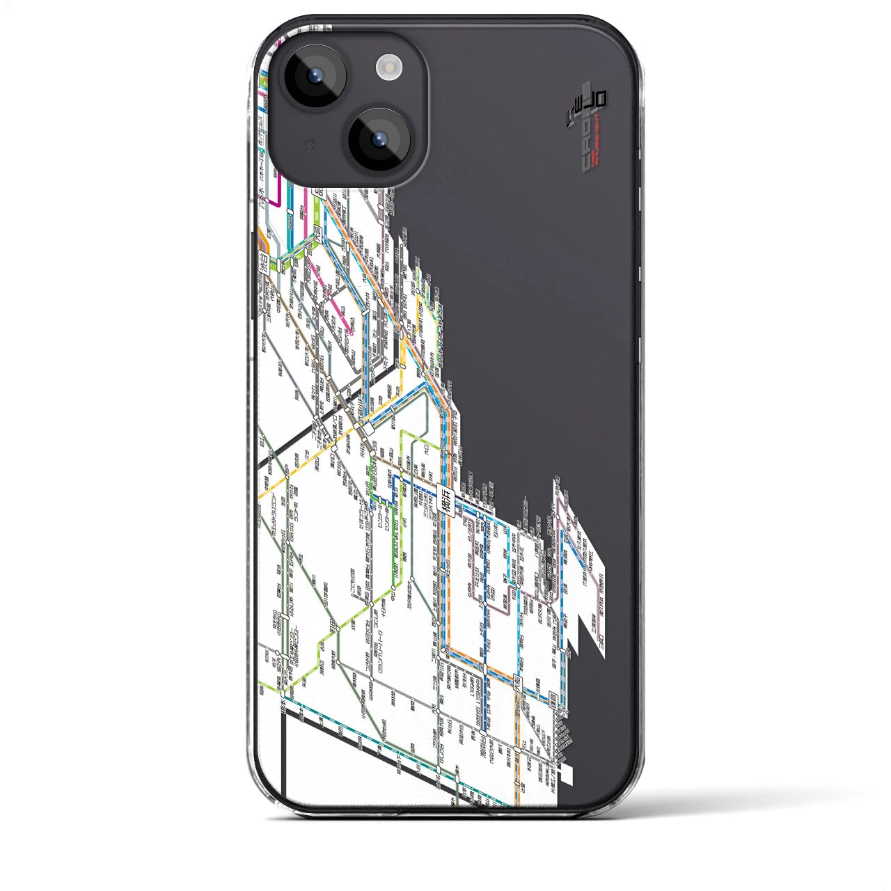 【横浜路線図】地図柄iPhoneケース（クリアタイプ・ホワイト）iPhone 14 Plus 用