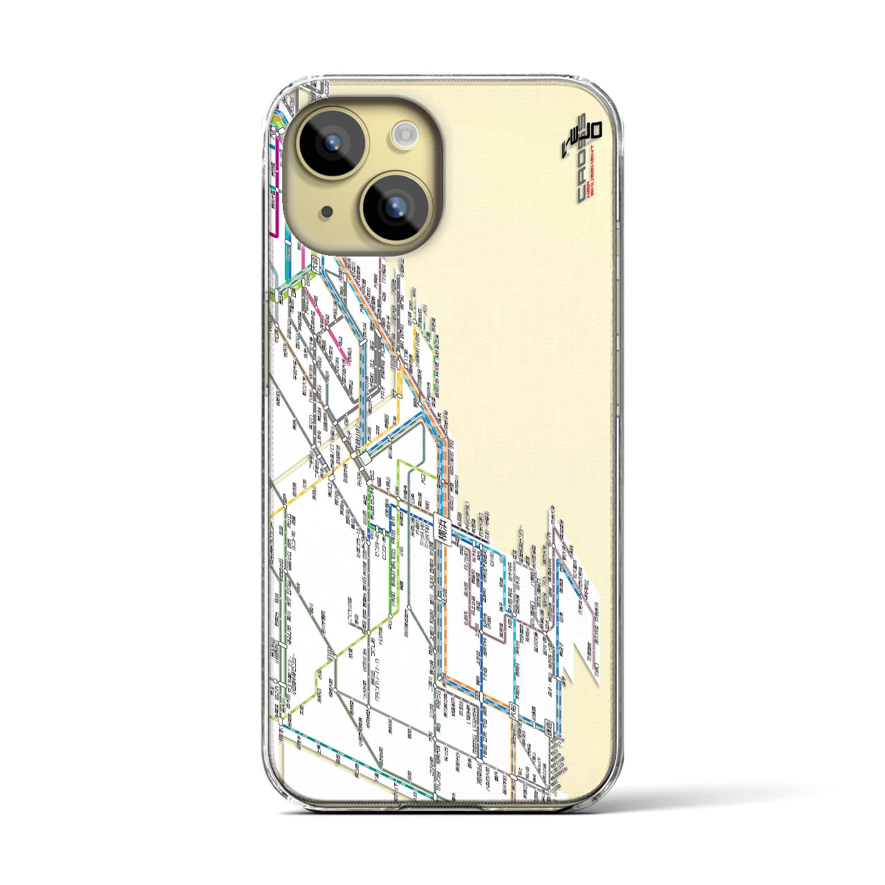 【横浜路線図】地図柄iPhoneケース（クリアタイプ・ホワイト）iPhone 15 用