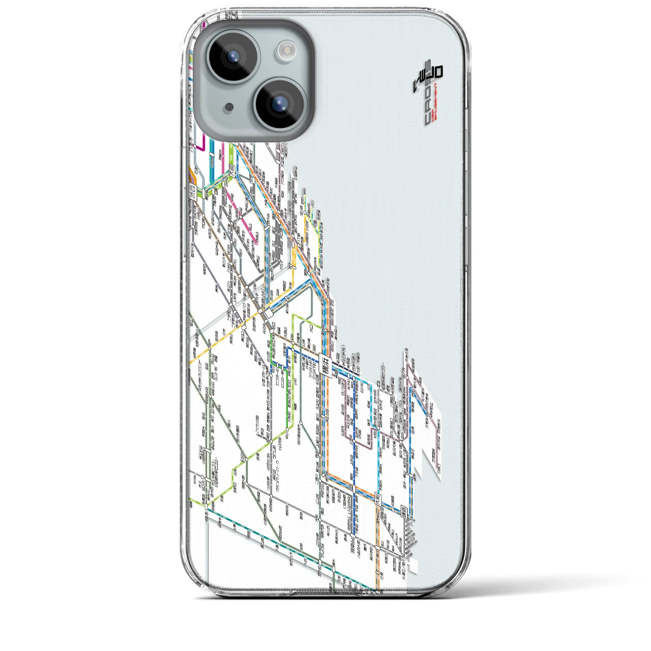 【横浜路線図】地図柄iPhoneケース（クリアタイプ・ホワイト）iPhone 15 Plus 用