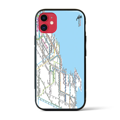 【横浜路線図】地図柄iPhoneケース（背面ガラスタイプ・ホワイト）iPhone 11 用