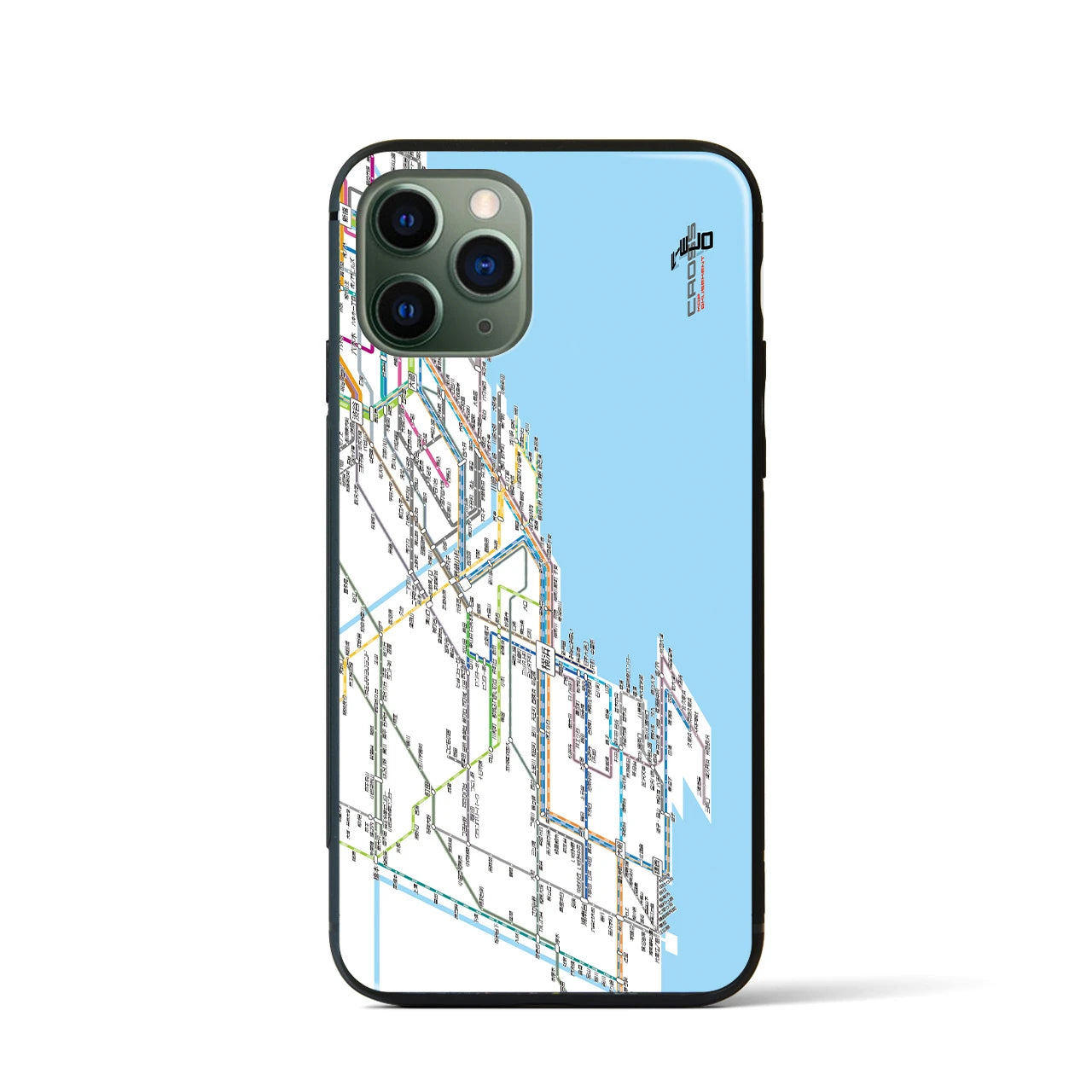 【横浜路線図】地図柄iPhoneケース（背面ガラスタイプ・ホワイト）iPhone 11 Pro 用