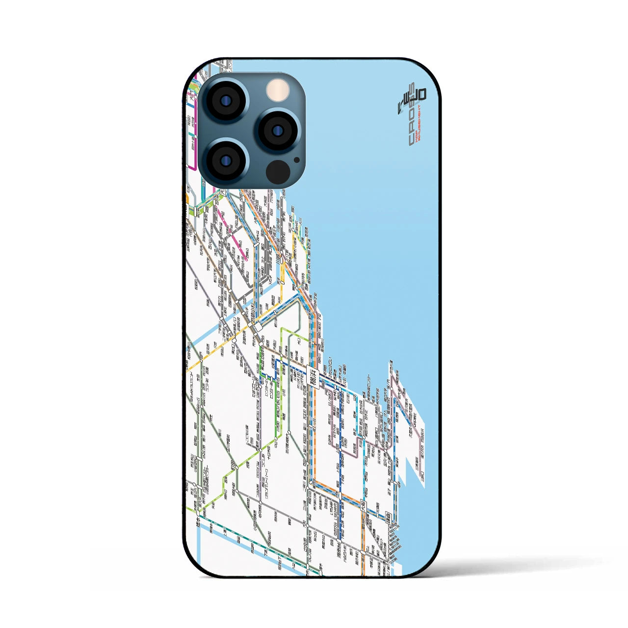 【横浜路線図】地図柄iPhoneケース（背面ガラスタイプ・ホワイト）iPhone 12 / 12 Pro 用