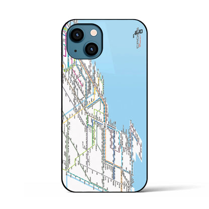【横浜路線図】地図柄iPhoneケース（背面ガラスタイプ・ホワイト）iPhone 13 用