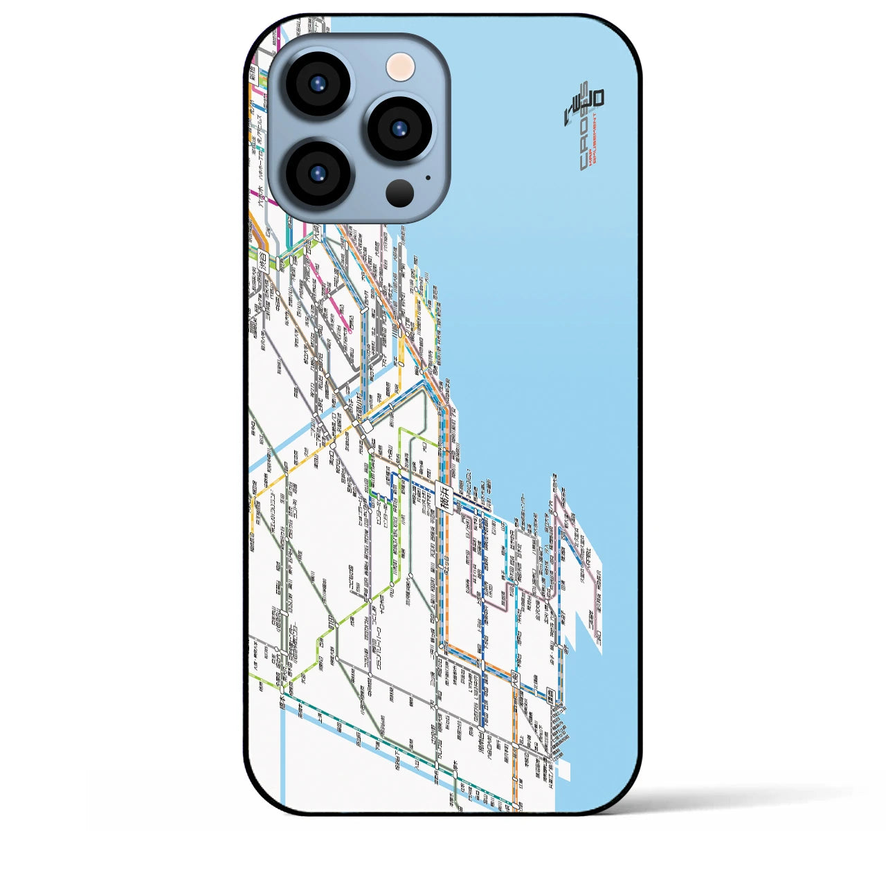【横浜路線図】地図柄iPhoneケース（背面ガラスタイプ・ホワイト）iPhone 13 Pro Max 用