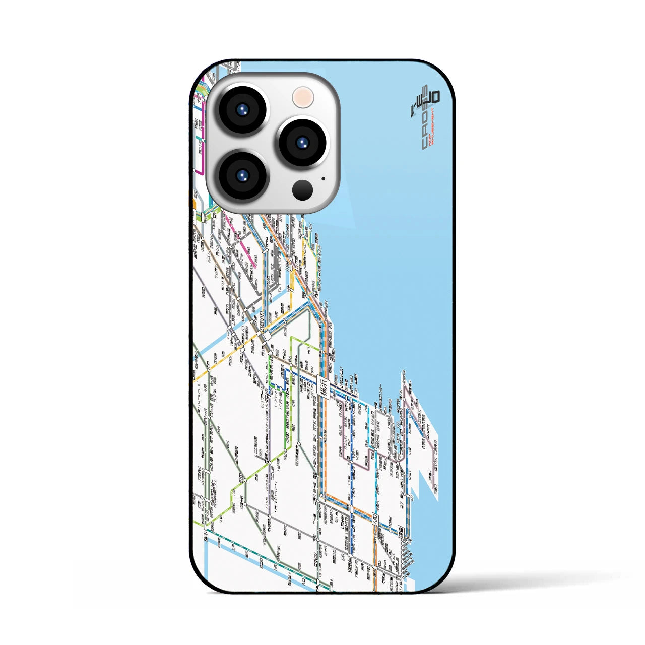 【横浜路線図】地図柄iPhoneケース（背面ガラスタイプ・ホワイト）iPhone 13 Pro 用