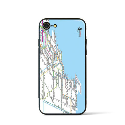 【横浜路線図】地図柄iPhoneケース（背面ガラスタイプ・ホワイト）iPhone SE（第3 / 第2世代） / 8 / 7 用