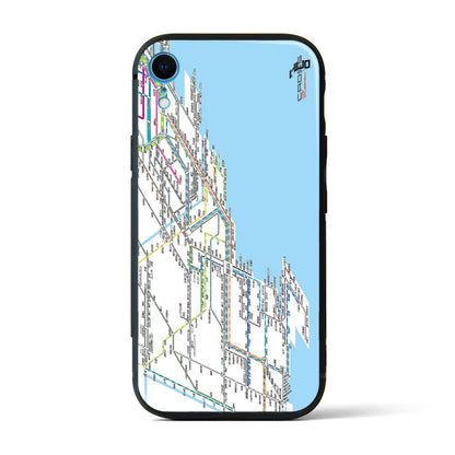 【横浜路線図】地図柄iPhoneケース（背面ガラスタイプ・ホワイト）iPhone XR 用