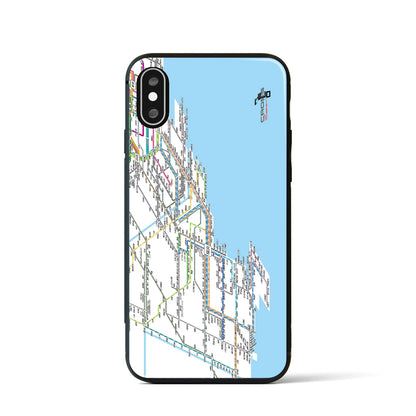 【横浜路線図】地図柄iPhoneケース（背面ガラスタイプ・ホワイト）iPhone XS / X 用
