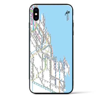 【横浜路線図】地図柄iPhoneケース（背面ガラスタイプ・ホワイト）iPhone XS Max 用
