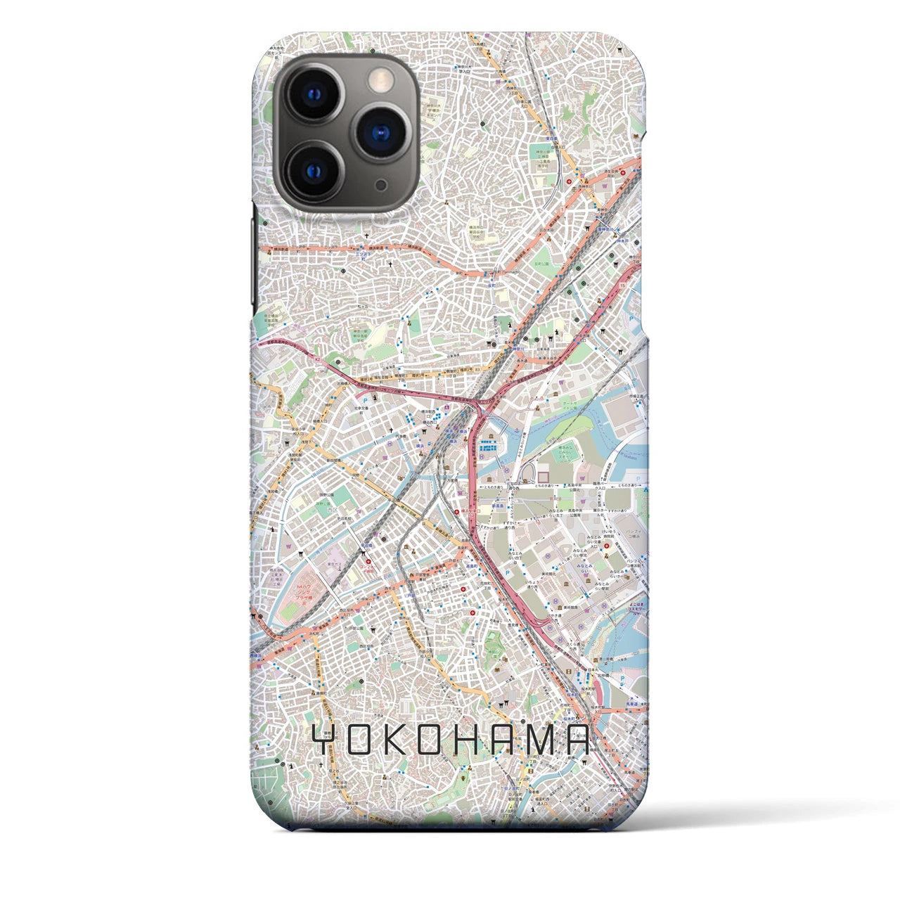 【横浜2】地図柄iPhoneケース（バックカバータイプ・ナチュラル）iPhone 11 Pro Max 用