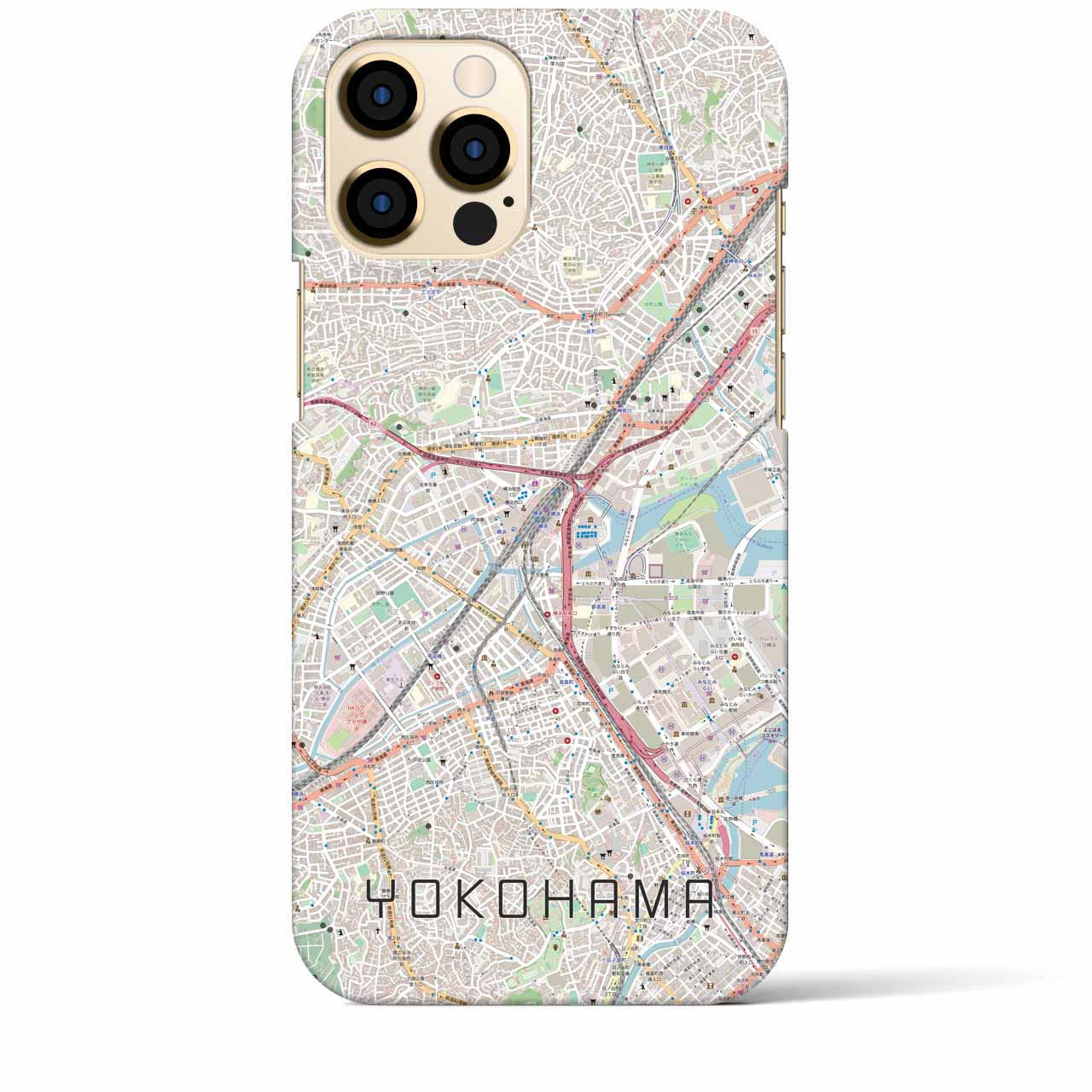 【横浜2】地図柄iPhoneケース（バックカバータイプ・ナチュラル）iPhone 12 Pro Max 用