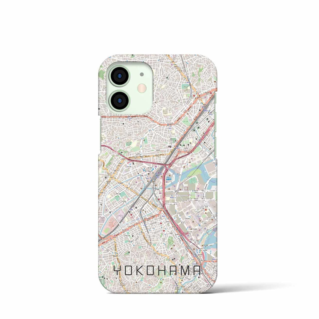【横浜2】地図柄iPhoneケース（バックカバータイプ・ナチュラル）iPhone 12 mini 用