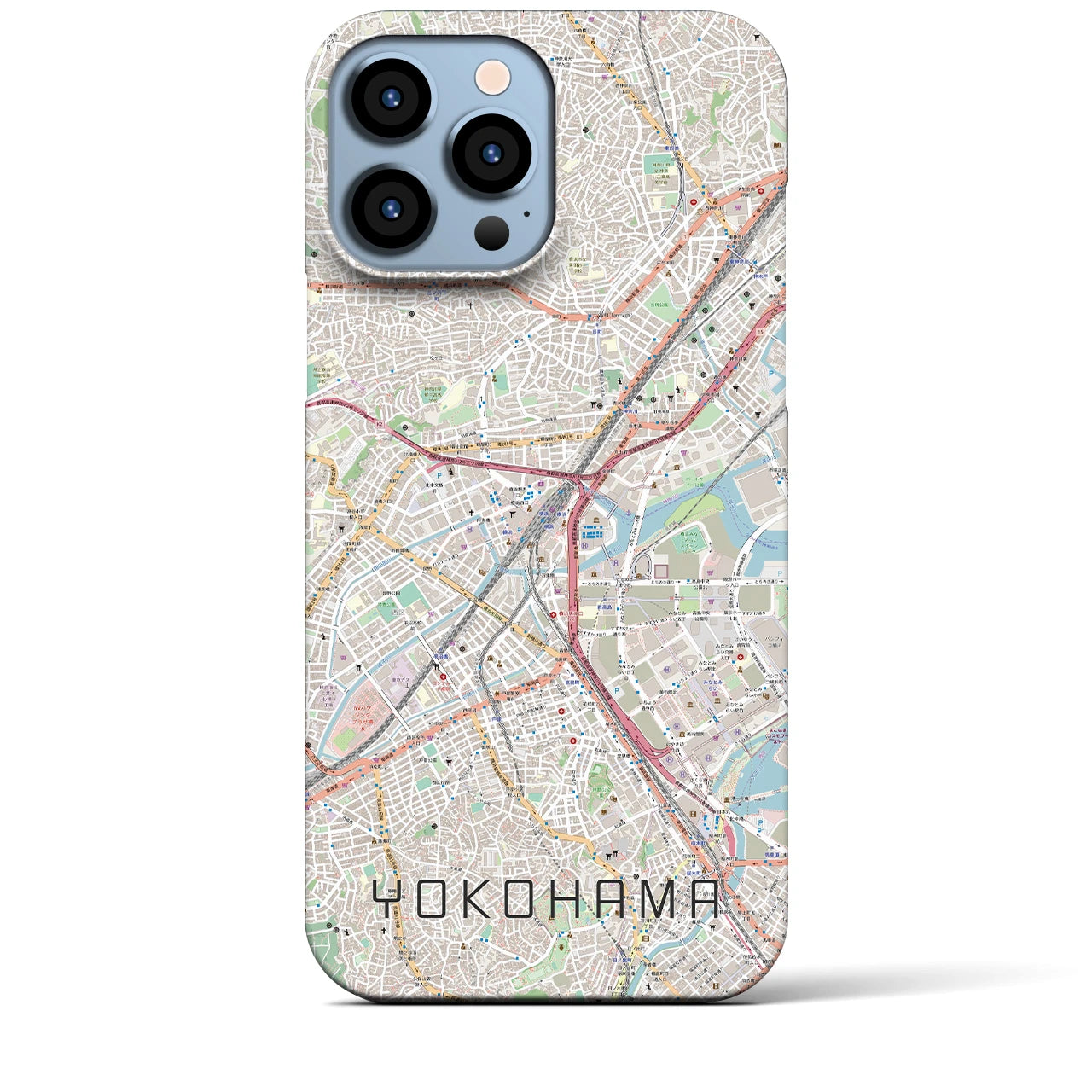 【横浜2】地図柄iPhoneケース（バックカバータイプ・ナチュラル）iPhone 13 Pro Max 用