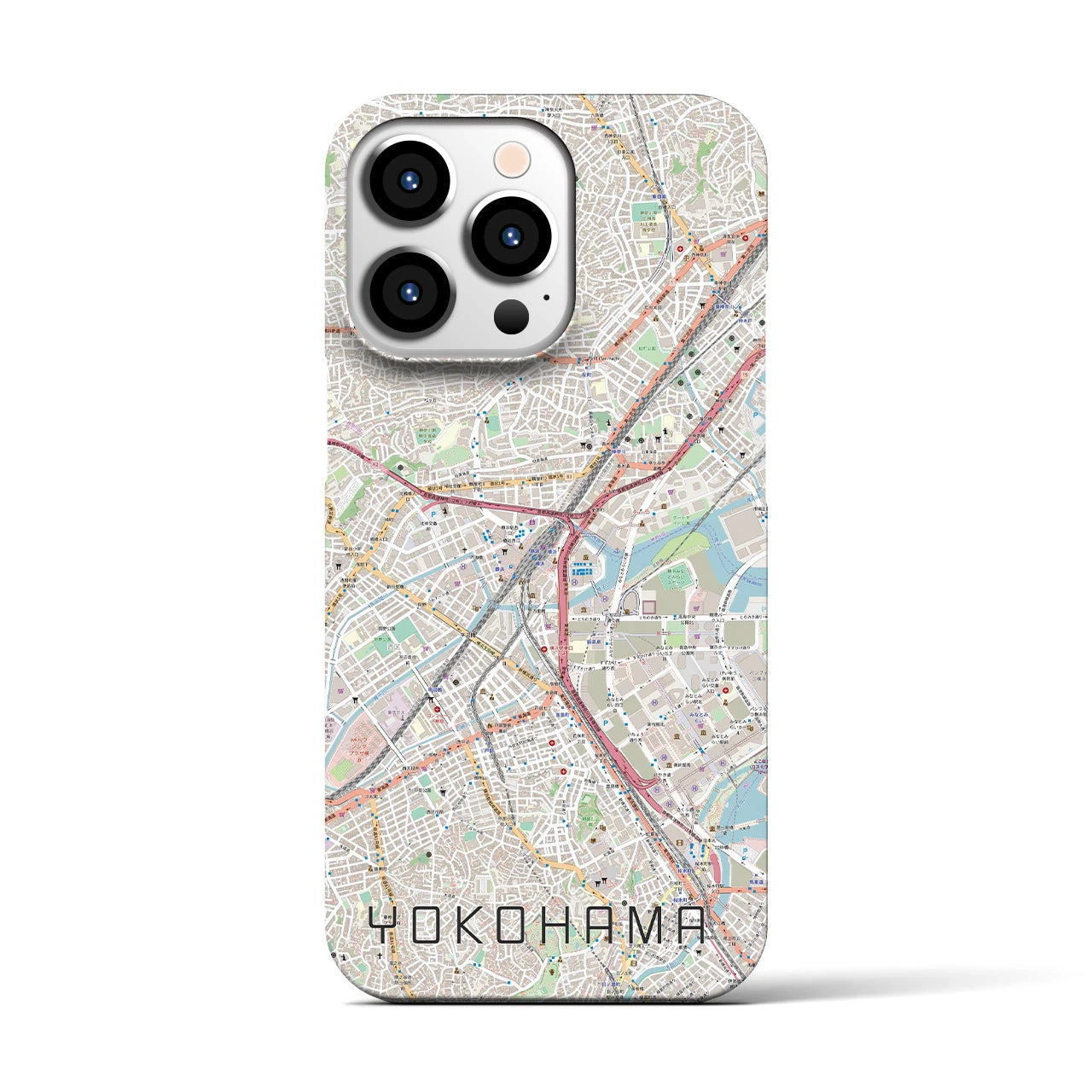 【横浜2】地図柄iPhoneケース（バックカバータイプ・ナチュラル）iPhone 13 Pro 用