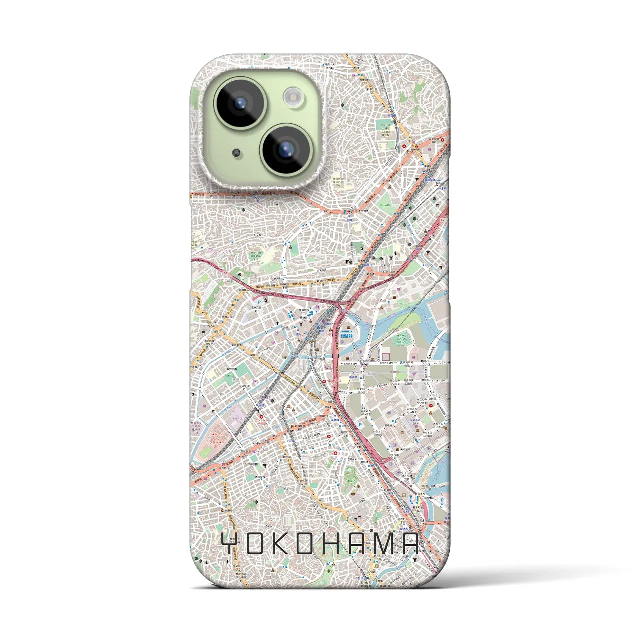 【横浜2】地図柄iPhoneケース（バックカバータイプ・ナチュラル）iPhone 15 用